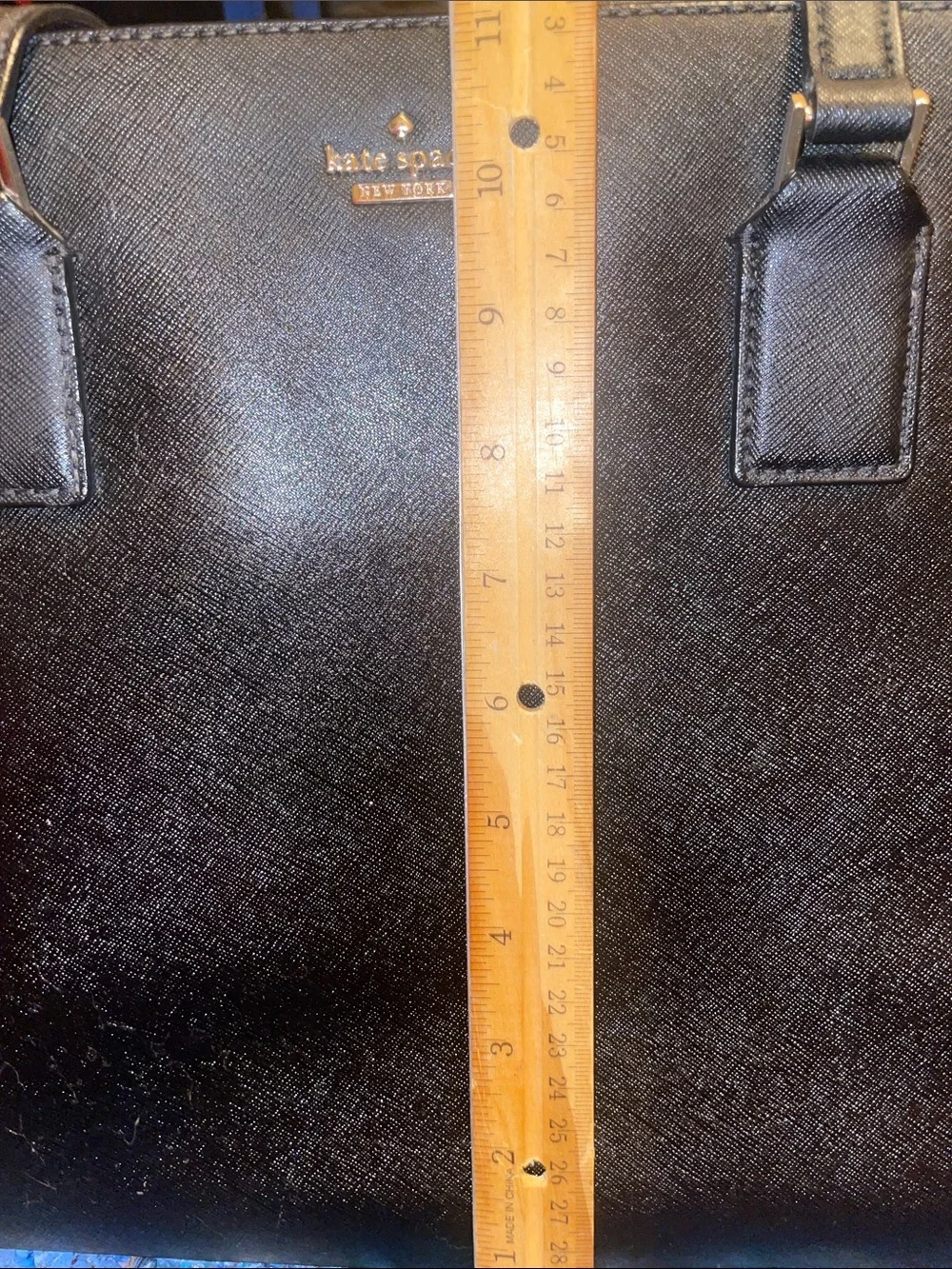 kate spade Black Saffiano Satchel with Gold Logo
